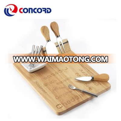 multifunction wooden cheese board set with magnetic bar ceramic dipping bowl and cheese tools